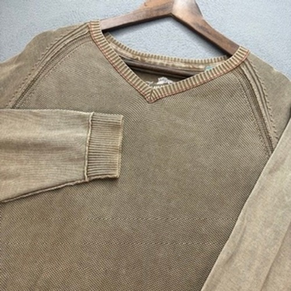 Tommy Bahama V-Neck Cotton Knit Pullover Sweater XXL Brown Beachwear Ribbed Fall